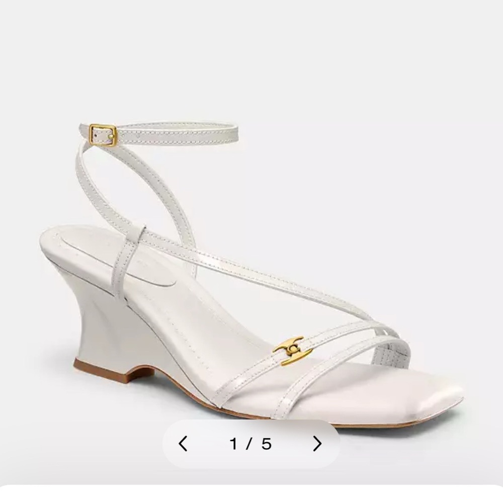 Coach White and Gold Wedge Sandals